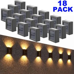 Decorations 2 LED Solar Wall Light UP and Down Illuminate Outdoor Sunlight Sensor Lamp IP65 Waterproof Decor for Home Garden Porch