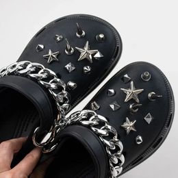 High Quality Fashion Metal Rivet Hole Shoe Charms Designer Vintage Clogs Shoe Accessories Trend All-match Charms DIY Punk Style 240428