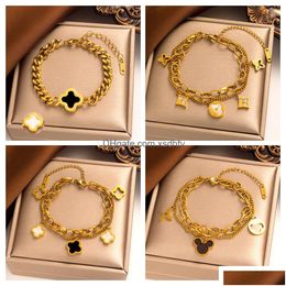 Charm Bracelets Classic Fashion Designer 4/Four Leaf Clover Jewelry Gold Bangle For Women Chain Elegant Jewelery Gift No Drop Deliver Dheff