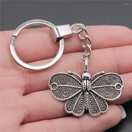 Keychains Antique Silver Colour 41x31mm Butterfly Pendants Keychain Keyring Holder Men Jewellery