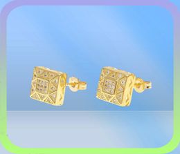 Mens Hip Hop Stud Earrings Jewelry High Quality Fashion Gold Silver Simulation Diamond Square Earring For Men9771045