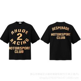 High Quality Original Rhuder Designer t Shirts 2024 Summer Letter Banner Printed Fashion Brand New T-shirt with 1:1 Logo