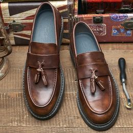 Casual Shoes US Size High-end Lazy Men's Slip-on Loafers Man Flats Soft Leather Fringer Boat Spring Summer