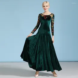 Stage Wear Long Sleeve Modern Dance Dress Ballroom Dancing Costume Waltz Competition Dresses