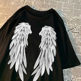 Men's T-Shirts Angel Wings Personality Pattern Tshirt Men Women Hip Hop Quality Creativity O-Neck Tops H240429
