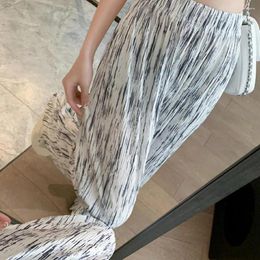 Women's Pants Long Tie-dye Print Wide Leg Trousers For Women High Waist Elastic Streetwear Ice Silk