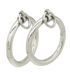 Polished shining stainless steel lockable wrist ankle cuffs bangle slave bracelet with removable O ring restraints set Y12188734882