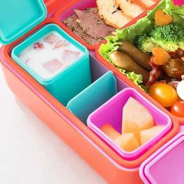 Bento Boxes Silicone Lunch Box Sauce Divider Cup With Lid Square Small Condiment Storage Box Dip Cup Non-Stick Container Food Cover Bento