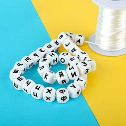 Keep Grow 10pcs 12mm Silicone Russian Letters Beads Baby Teething Teethers DIY Name Molar beads BPA Food Grade Teether 240420