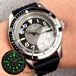 Wristwatches Tandorio Diving Automatic Watch For Men NH35 PT5000 Movement 20BAR Waterproof Black Gray Double Bow Domed Sapphire Crystal 40mm