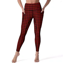 Women's Leggings Black Red Plaid Checkerboard Running Yoga Pants High Waist Funny Leggins Stretch Design Sports Tights Big Size