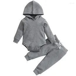 Clothing Sets 2Piece Spring Autumn Infant Boy Clothes Korean Casual Cotton Hooded Long Sleeve Born Bodysuit Pants Baby BC1271