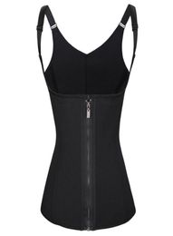 Women Body Shaper Neoprene Fabric Zipper Hook Double Fixed Adjustable Shoulder Straps Waist Trainer Corset Cincher Slimming Shap3590883