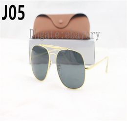 1pcs Excellent Quality 3561 Sunglasses for Men Brand Designer Sun glasses Big Size 57mm Metal Gold Frame Black Glass Lenses With B2020760