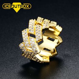 Wholesale Hot Sale Mens Hiphop Ring 18k Gold Plated Brass Aaaaa Cz Diamond Iced Out Cuban