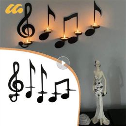 Candles Musical Note Left Key Candle Holder Creative Home Wall Hanging Decoration Samto Metal Candlestick Arts Crafts Ornament Decor