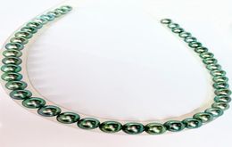 natural pearls Jewellery Genuine HIGH QUALITY 910MM Malachite Green PEARL NECKLACE 18inches not fake4711771