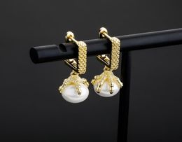 Dragon Claw Pearl Earrings Mens Womens Gold Dangle Earrings Fashion Hip Hop Jewelry1603989