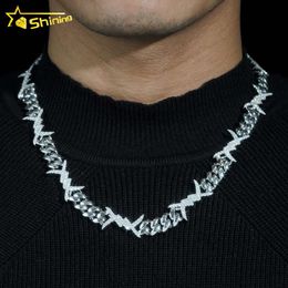 Custom Fashion Sharp Necklace 10Mm Plain Sterling Sier Iced Moissanite Cuban Link Chain