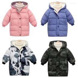 Jackets Kids Down Long Outerwear Winter Autumn Clothes Boys Girls Cotton-Padded Parka Coats Big Children Thick Warm 2-12Y