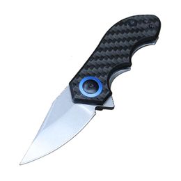 Carbon Fibre Handle Outdoor Folding Knife Tactical Pocket Knife 7cr17 Steel Blade Camping Survival Pocket Knife Black