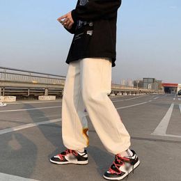 Men's Pants Preppy Style Letter Embroidery Straight Men Baggy Tracksuit Y2K Clothes Sweatpants Male Drawstring Casual Long Trousers