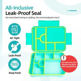 Bento Boxes Bento Box 1330 ml Leakproof Lunch Box for Children Adults with 7 Compartments for School Travel Food Container Microwave Safe