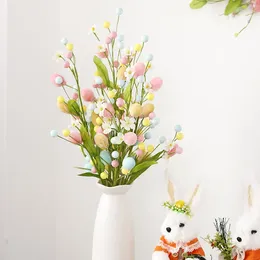 Decorative Flowers Easter Egg Decoration Tree Branch DIY Colorful Foam Flower Fake Plant For Home Table Festival Party Supplies 2024