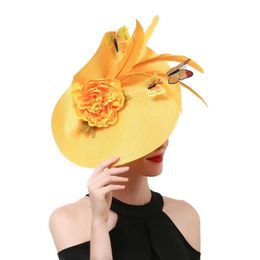 Wide Brim Hats Bucket Hats Fashion Elegant Butterfly Flowers Exaggerated Fascinator Hat Tea Party Kentucky Derby Hat Fascinator Headband for Cocktail Y240426