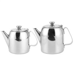 Sets Coffee Pot Teapot Stainless Steel Kettle Cold Water Jug Short Spout for Hotel Restaurant32oz(approx. 850ml)