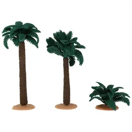 Decorative Flowers 3 Pcs Mini Coconut Tree Model Decor Sand Table Adornment Plastic Garden Decorations