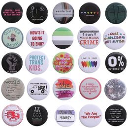 Brooches 44mm Tinplate Soft Button Pin Protect Trans Kids Slogan Brooch For Clothes Bag Creative Metal Jewelry Gift Lapel Badge 2024