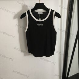 Women Knits Sleeveless Vest Letter T Shirts Summer Beach Tanks Top Embroidered Sports Camis