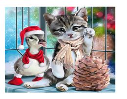 3d Full Kits Diamond Painting Full Square Cartoon Cat Christmas Series 5D Diy Diamond Embroidery Home Decor Children Gift5455985