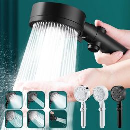 Set 6 Modes Shower Head Water Saving Adjustable High Pressure Shower OneKey Stop Water Massage Eco Shower Bathroom Accessories