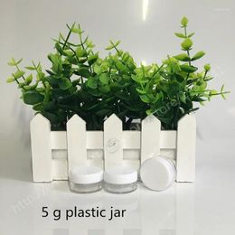 Storage Bottles 500 X 5g Clear PS Plastic Cosmetic Jar With White Lid Used As Promotion Cream Glitters Sample Packaging