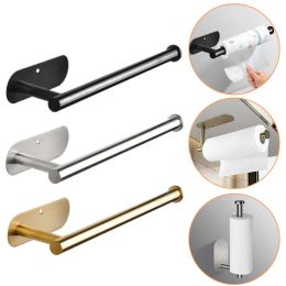 Set No Punching Paper Towel Holder Kitchen Stainless Steel under Cabinet Roll Rack Bathroom Wallmounted Toilet Tissue Hanger