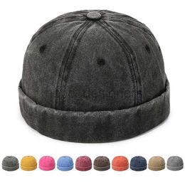 Beanie/Skull Caps Retro Women Men Brimless Beanie Hat Cap Spring Autumn Breathable Cotton Adjustable Skullcap Unsex Hip Hop Streetwear Hats d240429