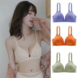 Bras Sexy Push Up Women Bras para meninas sem fio sem fio Brassiere de cor sólida de cor sólida