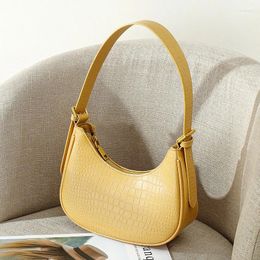 Bag PU Leather Luxury Designer Handbags Shoulder For Women 2024 Fashion Stone Pattern With Zipper Half Moon Lady Tote