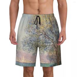 Men's Shorts Custom Morning At Antibes Swim Trunks Mens Quick Dry Board Claude Monet Modern Painting Art Bathing Suits Boardshorts