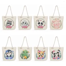 Evening Bags Floral Panda Raccoon Print Handbags Cute Cartoon Animal Design Totes Casual Eco Reusable Shopping Women Beach Shoulder