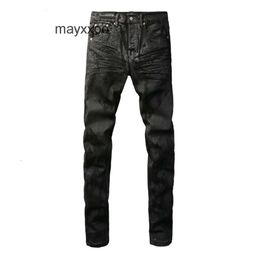 Amiirii 2024 jeans americanos roxos Demin mass moda jean high street preto angustiado Way Out Brand Q807