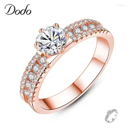 Cluster Rings 3 Lines Cubic Zirconia Six Ring Accessories Rose Gold Colour & Silver Wedding Jewellery Anillos Anel Bijoux R289