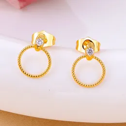 Stud Earrings CRMYA Brass Gold Plated For Women Cubic Zirconia Piercing Big Circle 2024 Jewelry Wholesale