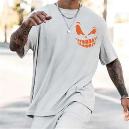 Men's T-Shirts Summer Fashion Heavyweight Retro Mens Smiling Face 100% Cotton Printed Round Neck High Quality Casual Fitness Strt T-shirt Y240429NH0H