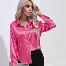 Women's Blouses Blouse Crop Shirt Korean Fashion Long Sleeves Casual Loose Satin Silk Thin Temperament Summer Office Clothing For Ladies
