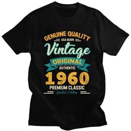 Men's T-Shirts USA Born Vintage 1960 T Shirt Men Pre-shrunk Cotton Awesome T-shirt O-neck Short Slve Classic 60th Birthday 60 Years Old T T240425