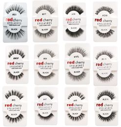 RED CHERRY False Eyelashes Natural Long Eye Lashes Extension Makeup Professional Faux Eyelash Winged Fake Lashes2768017