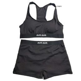 Split Womens Swimwear Vest Shorts 2pcs Sets Black Padded Beach Bikinis Designer Swimsuit INS Fashion Yoga Outfits